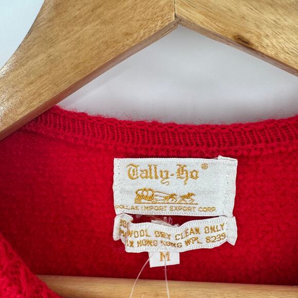 Vintage Tally-Ho Red Wool Blazer Made in Hong Kong Size M Christmas Statement - Picture 3 of 6